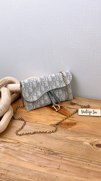 Dior Grey Oblique Canvas Saddle WOC (GHW)