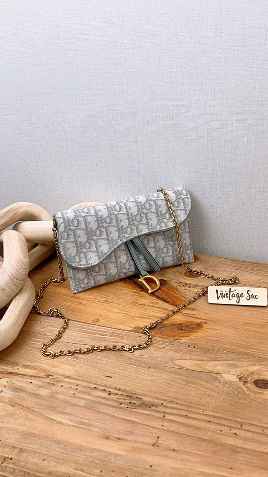 Dior Grey Oblique Canvas Saddle WOC (GHW)