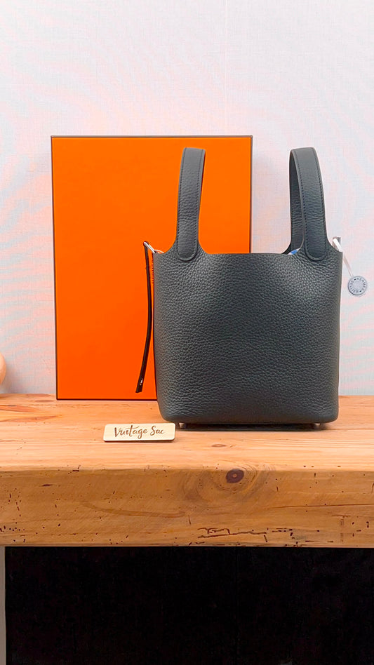 Hermes Noir Picotin 18 (PHW)