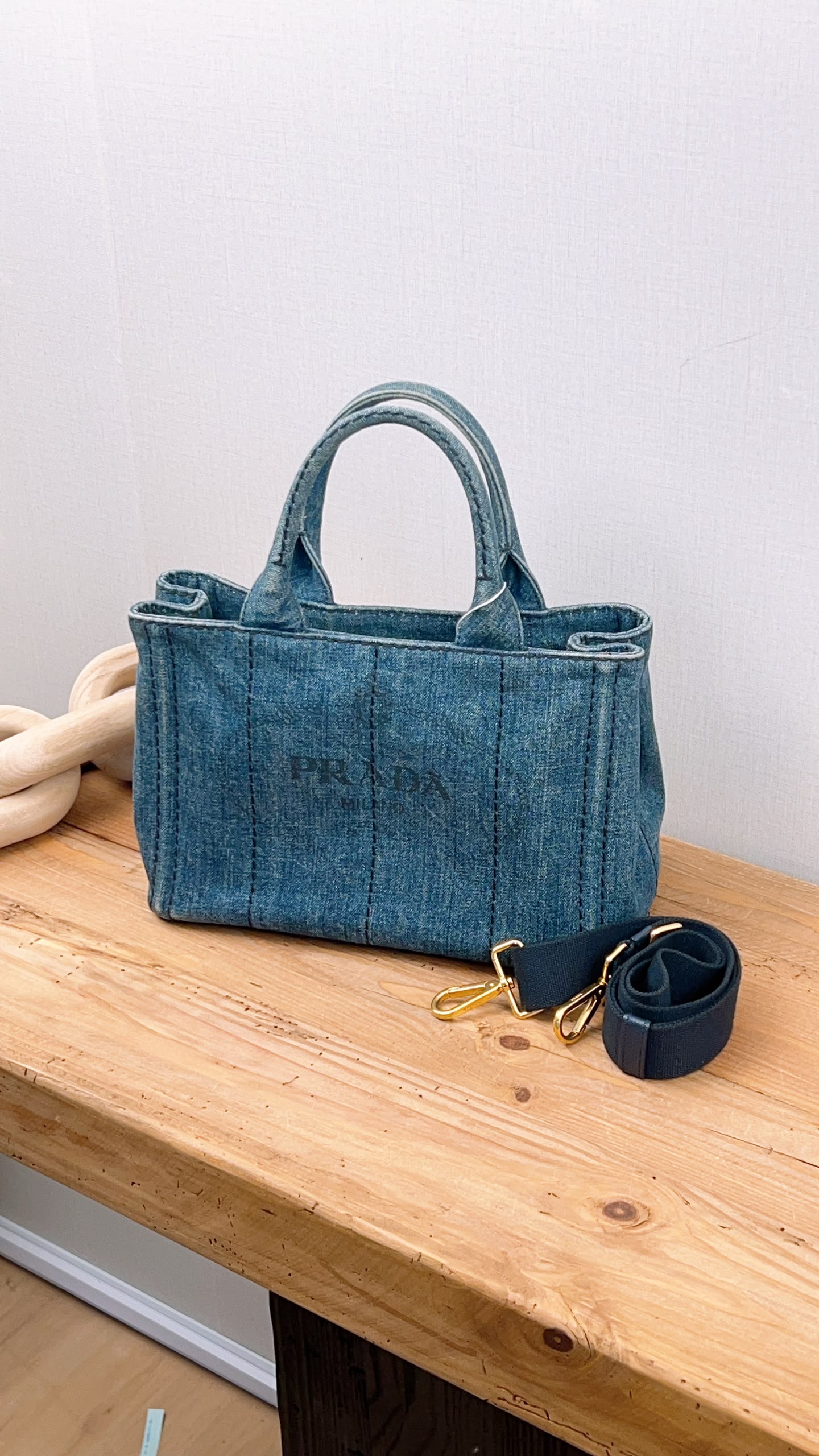 Prada Denim Small Canapa Tote