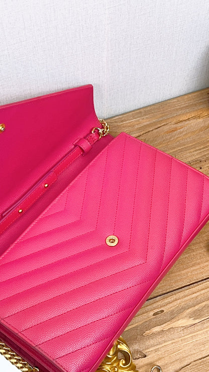YSL Hot Pink Grain de Poudre Classic Cassandra WOC (GHW)