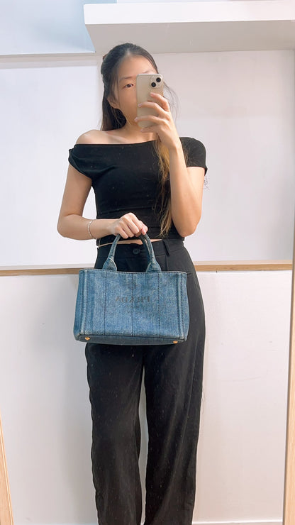 Prada Denim Small Canapa Tote