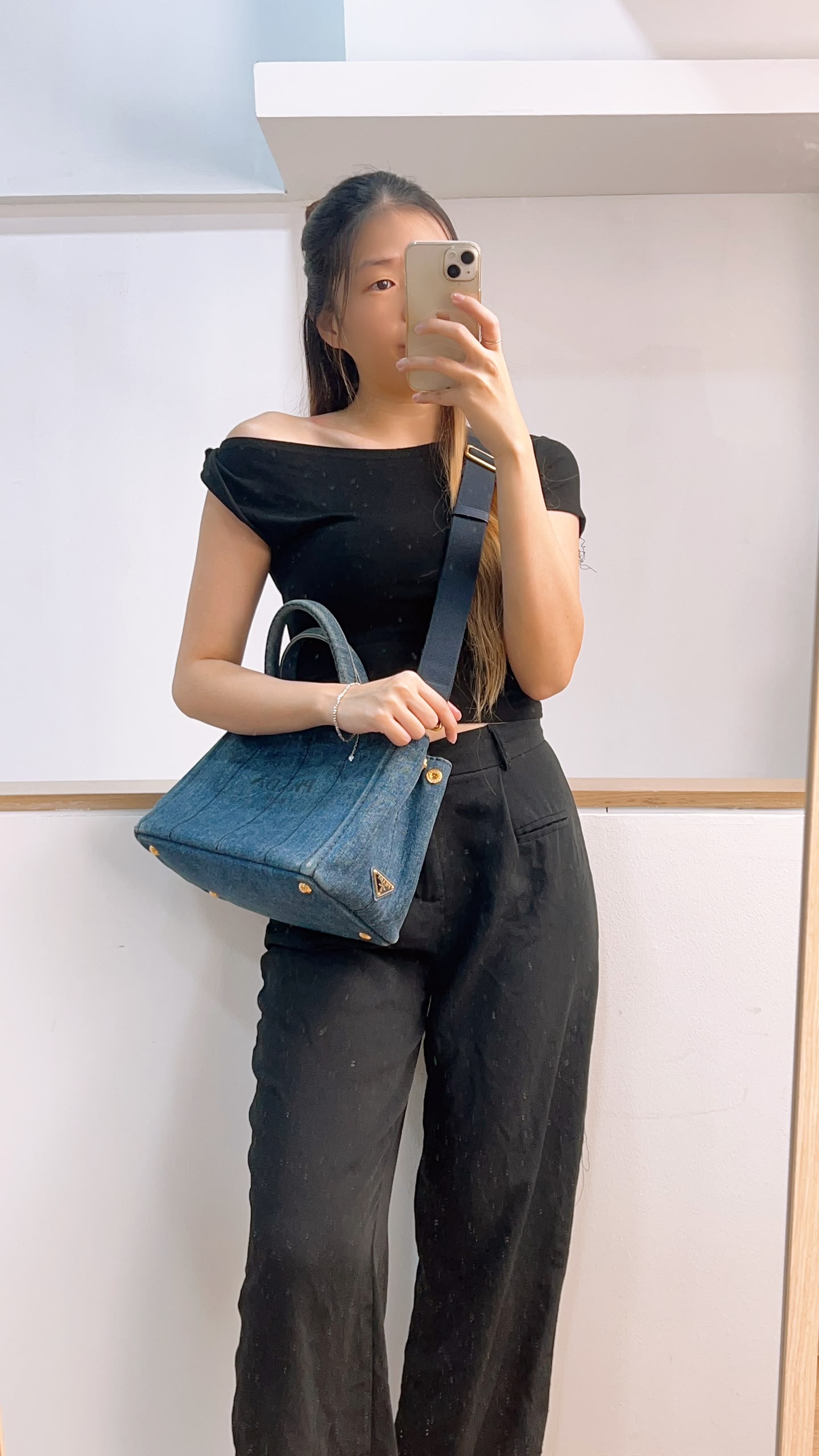 Prada Denim Small Canapa Tote