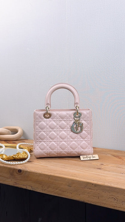 Dior Light Pink Lambskin Medium Lady D (LGHW)