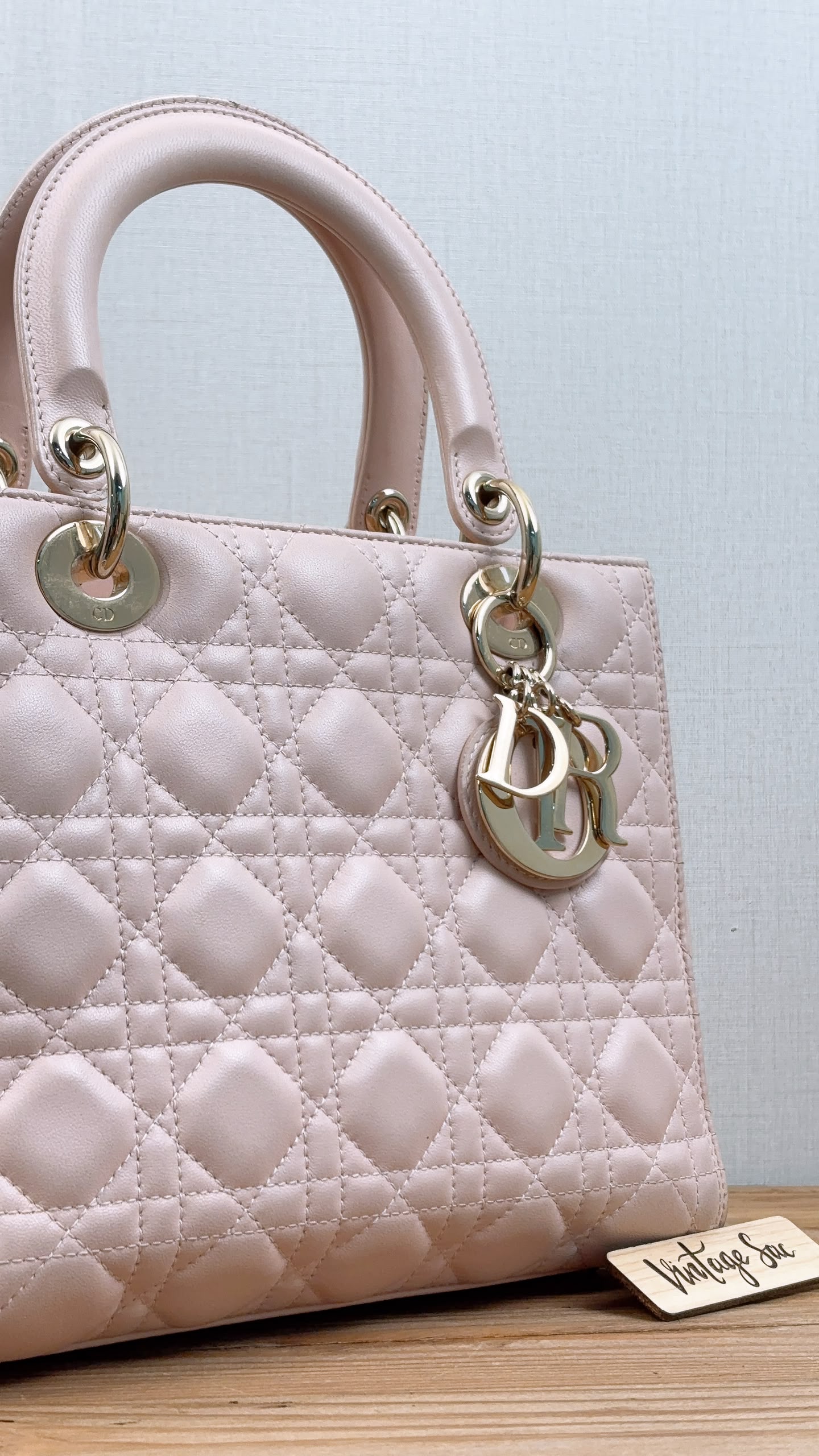 Dior Light Pink Lambskin Medium Lady D (LGHW)