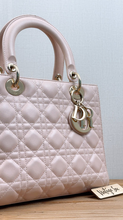Dior Light Pink Lambskin Medium Lady D (LGHW)