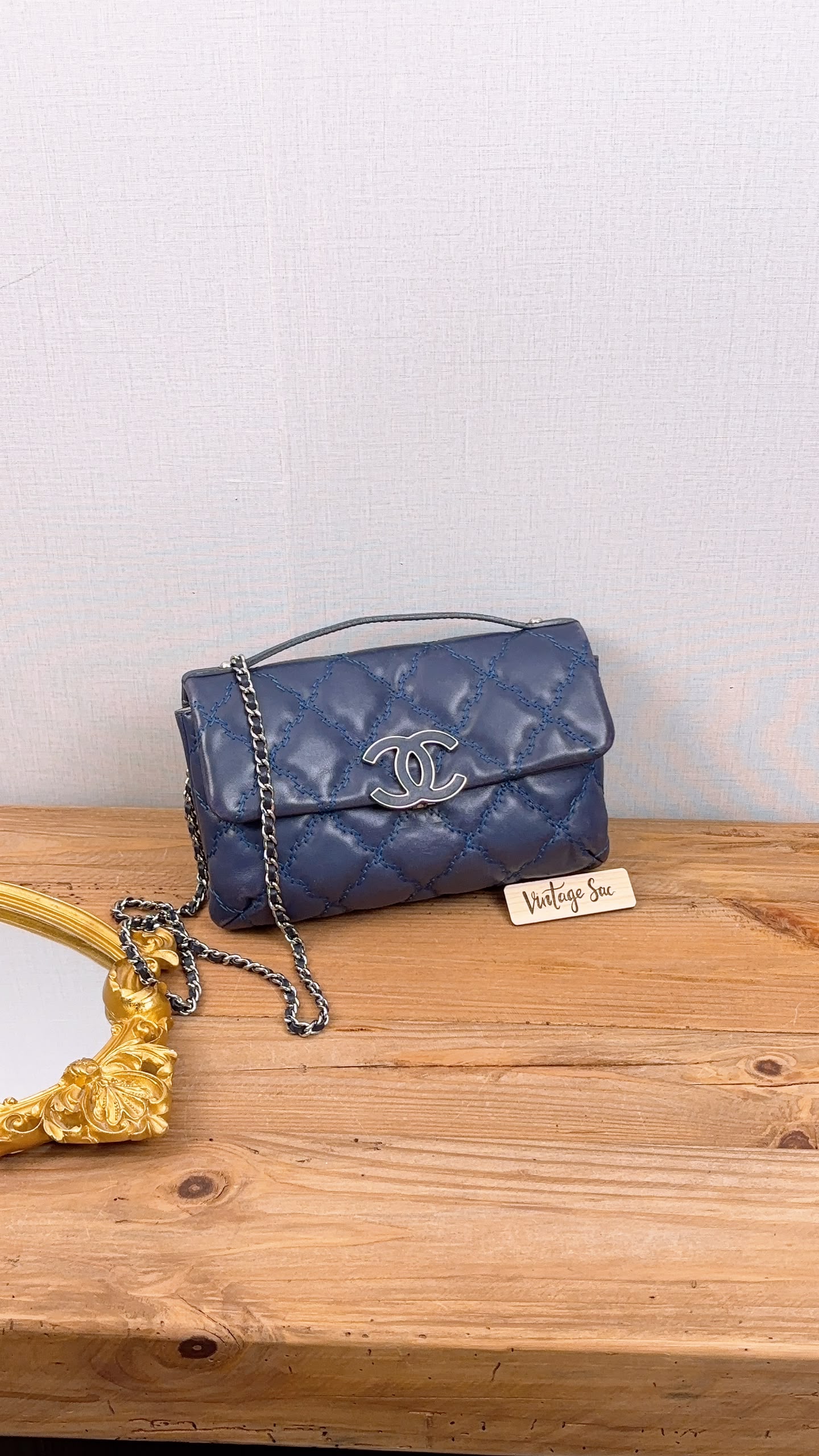 Chanel Blue Calfskin Hampston Flap Bag (SHW)