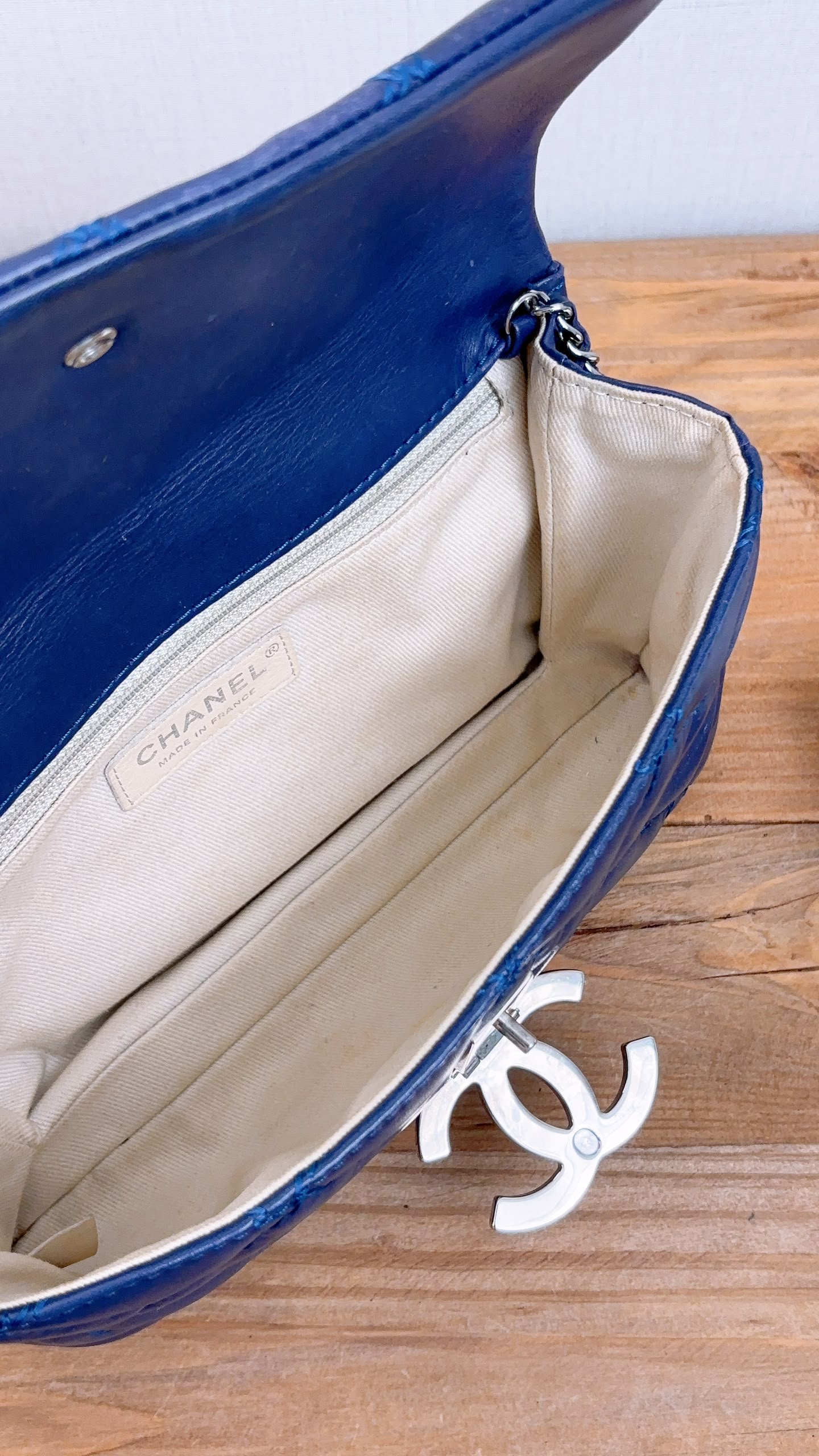 Chanel Blue Calfskin Hampston Flap Bag (SHW)
