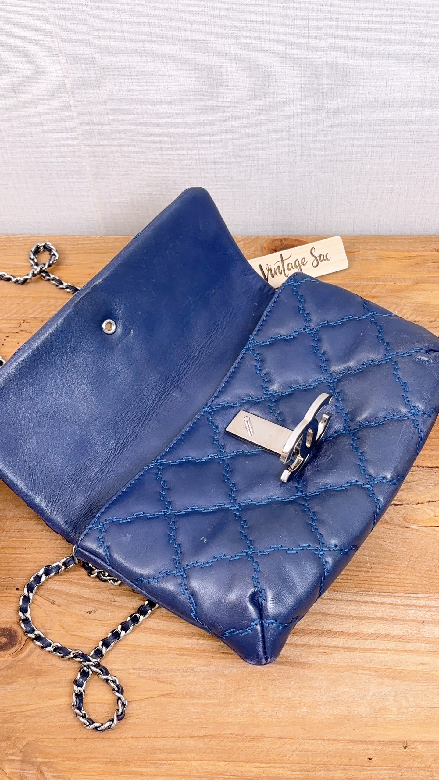 Chanel Blue Calfskin Hampston Flap Bag (SHW)