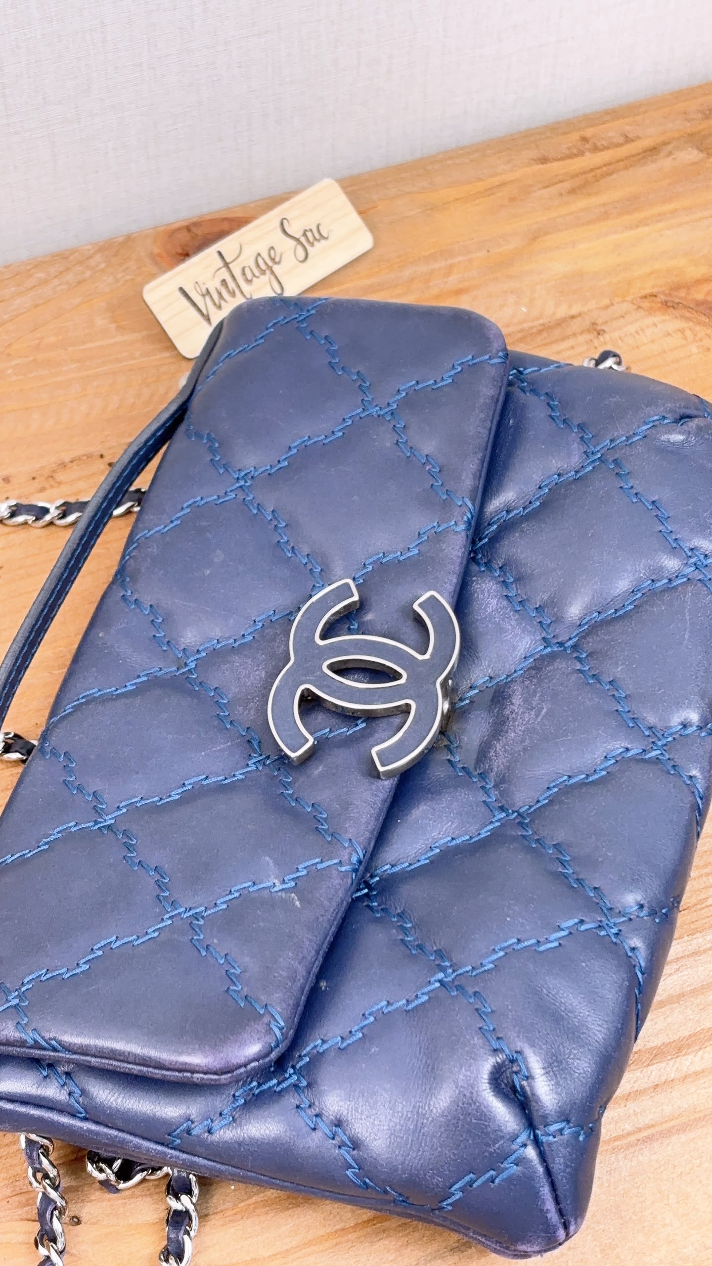Chanel Blue Calfskin Hampston Flap Bag (SHW)