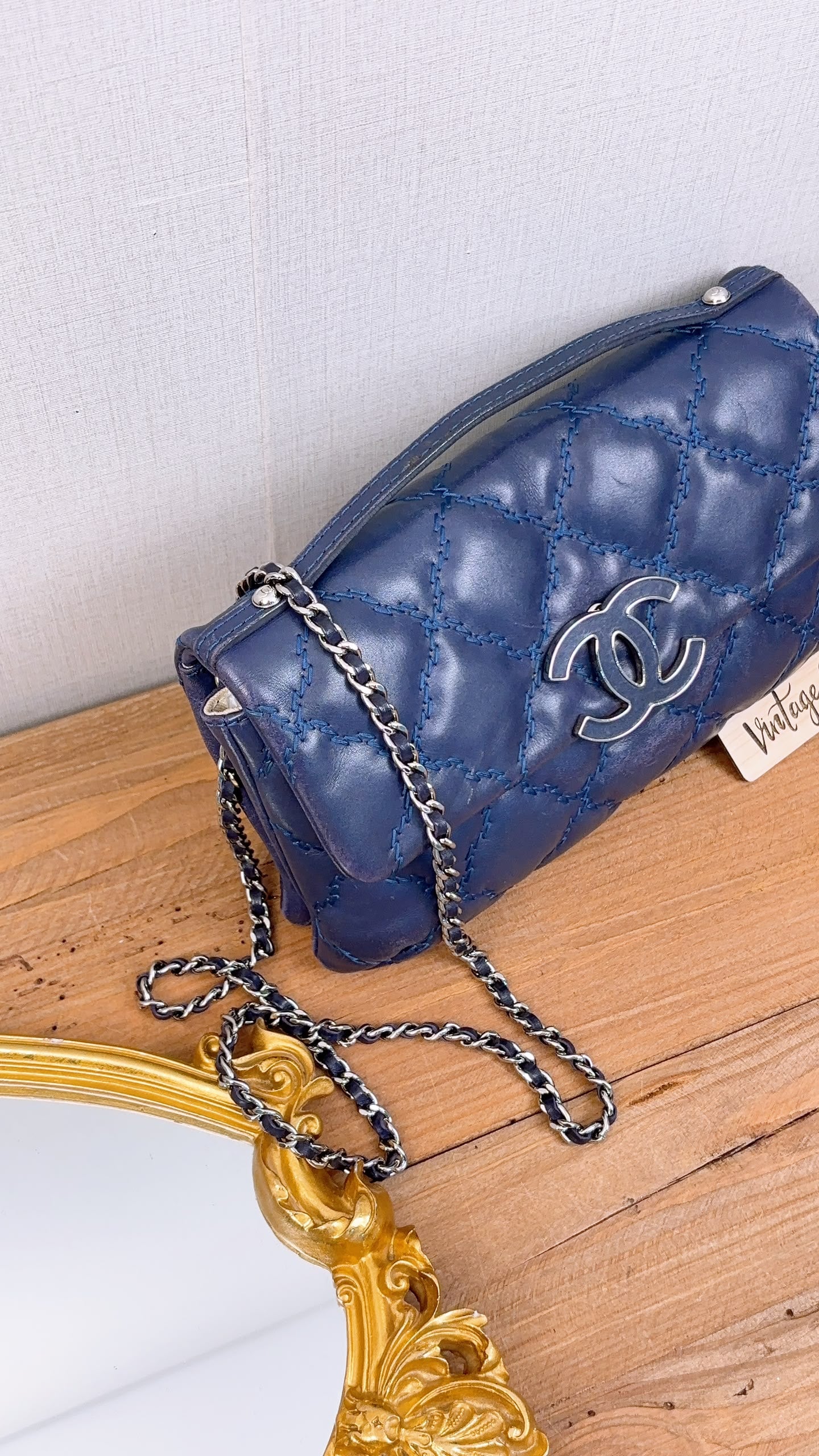 Chanel Blue Calfskin Hampston Flap Bag (SHW)