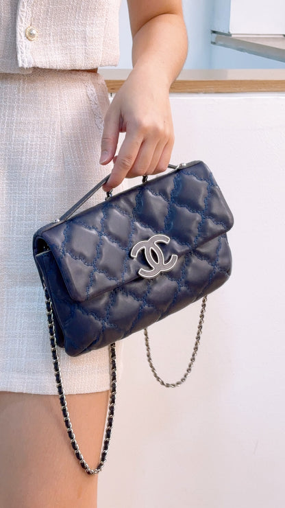 Chanel Blue Calfskin Hampston Flap Bag (SHW)
