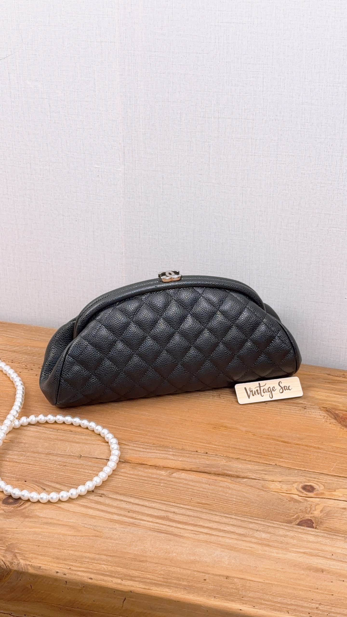 Chanel Black Caviar Timeless Clutch Bag (SHW)