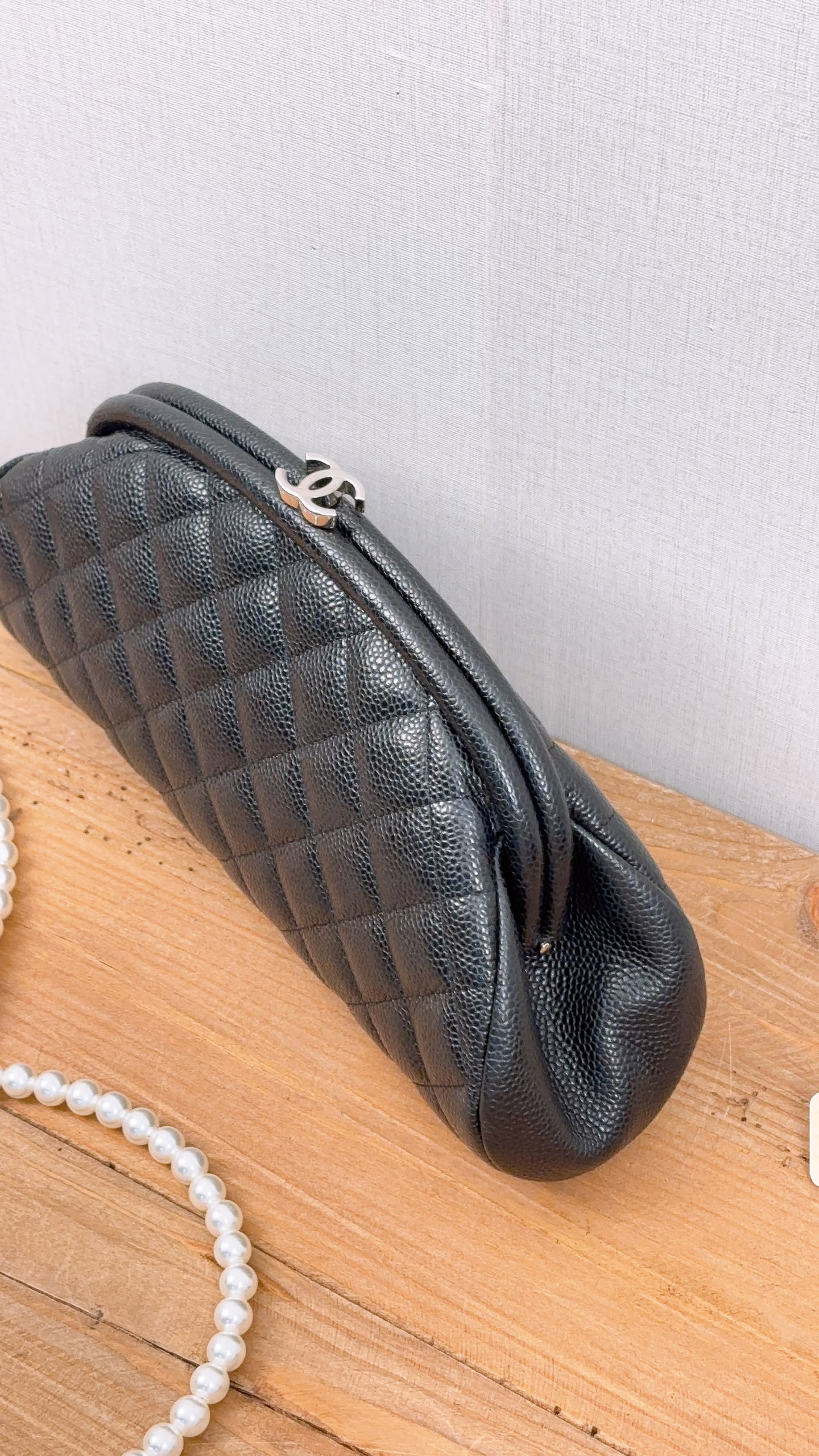 Chanel Black Caviar Timeless Clutch Bag (SHW)
