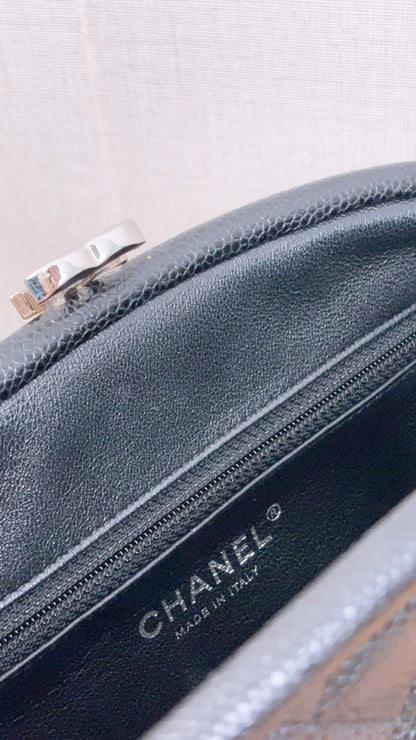 Chanel Black Caviar Timeless Clutch Bag (SHW)