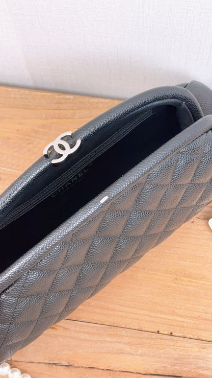 Chanel Black Caviar Timeless Clutch Bag (SHW)