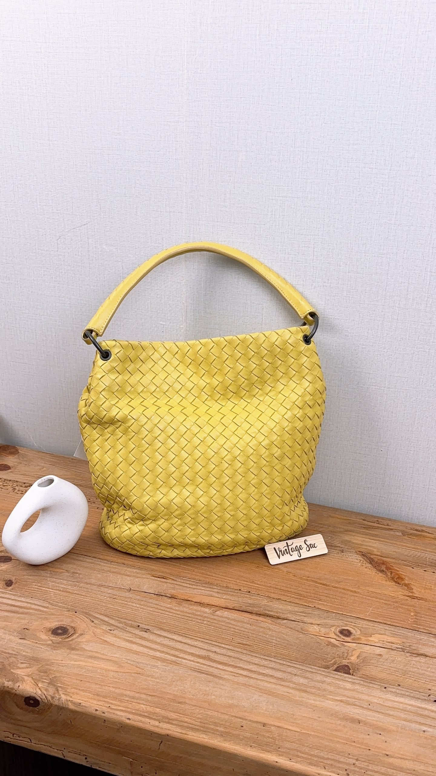 Bottega Veneta Yellow Intrecciato Nappa Bucket Bag