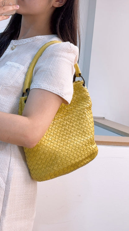 Bottega Veneta Yellow Intrecciato Nappa Bucket Bag