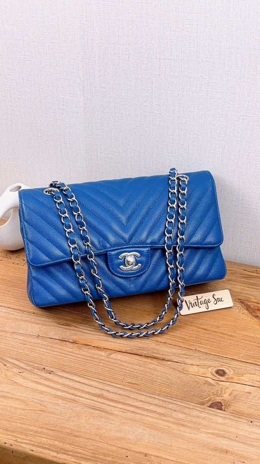 Chanel Royal Blue Caviar Medium CF (SHW)