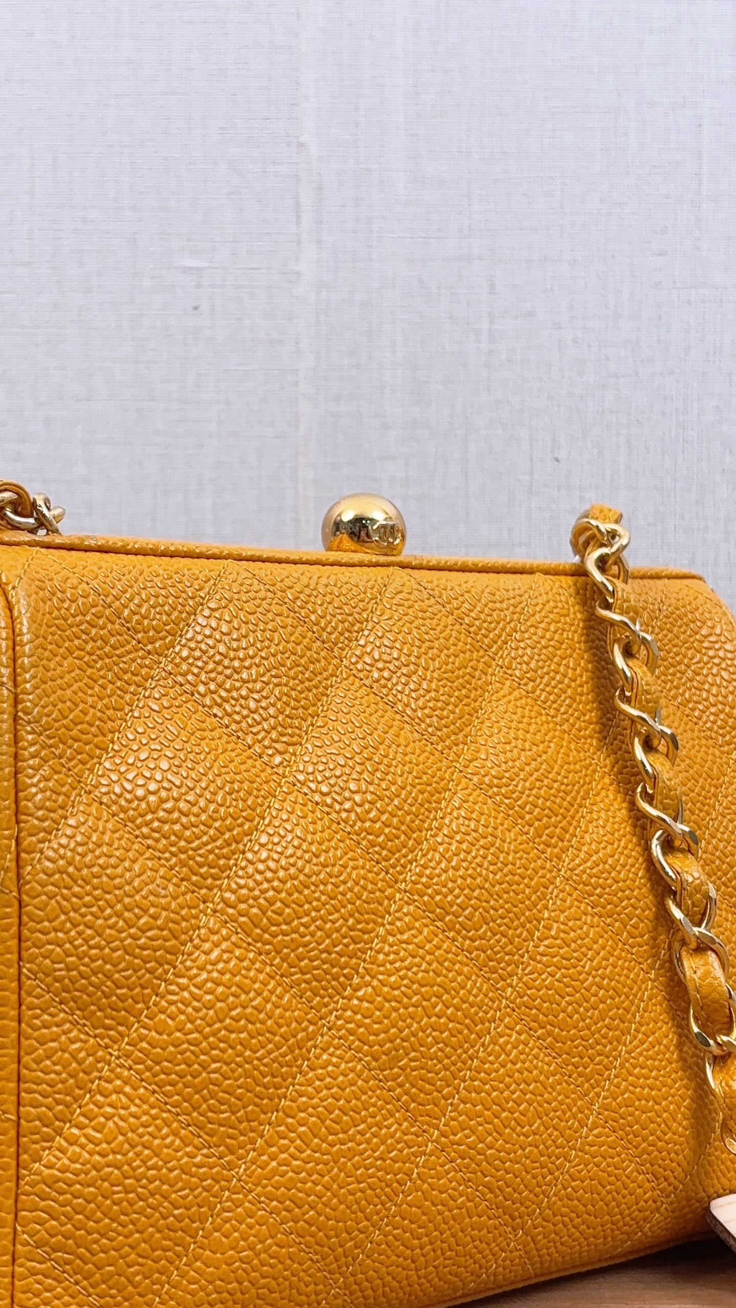 Chanel Orange Caviar Vintage Kisslock Clutch on Chain (GHW)