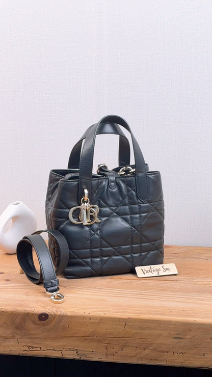 Dior Black Calfskin Small Toujours Vertical Tote Bag (LGHW)