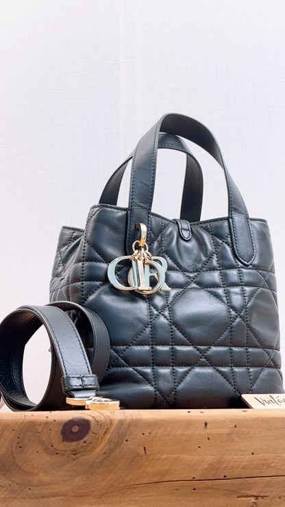 Dior Black Calfskin Small Toujours Vertical Tote Bag (LGHW)
