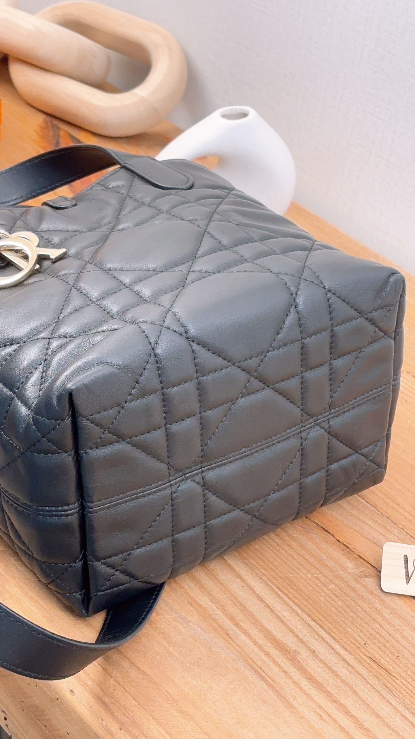 Dior Black Calfskin Small Toujours Vertical Tote Bag (LGHW)