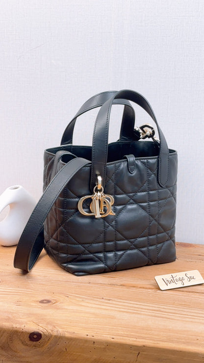 Dior Black Calfskin Small Toujours Vertical Tote Bag (LGHW)