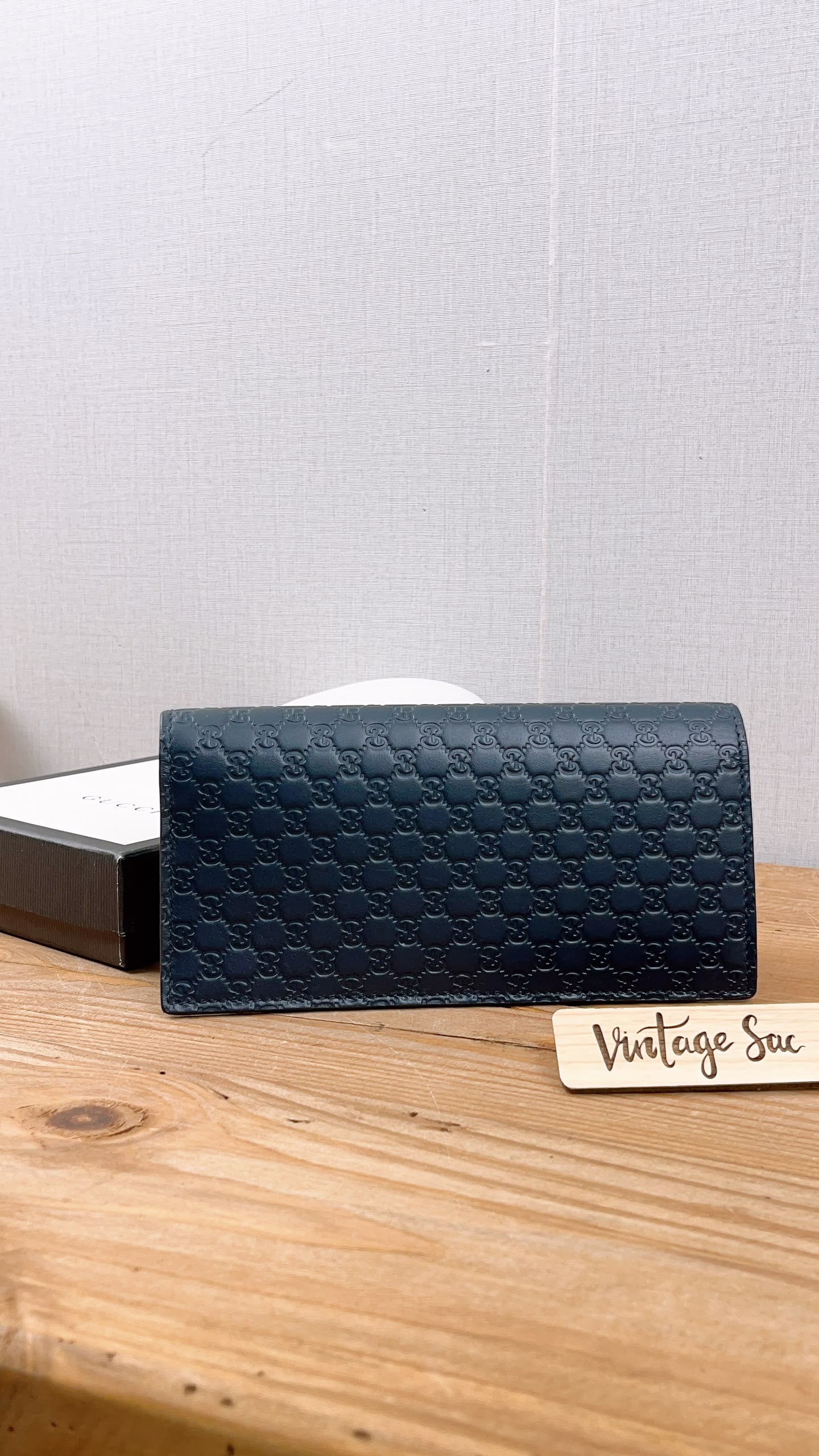 Gucci Navy Microguccisima Bifold Long Wallet