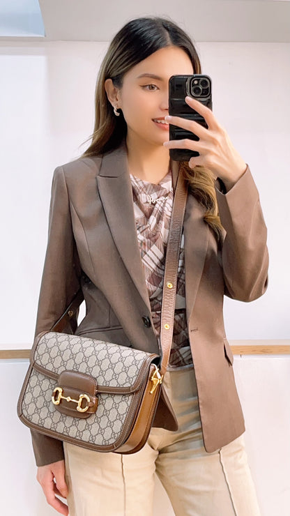 Gucci Brown Horsebit 1955 Medium Shoulder Bag