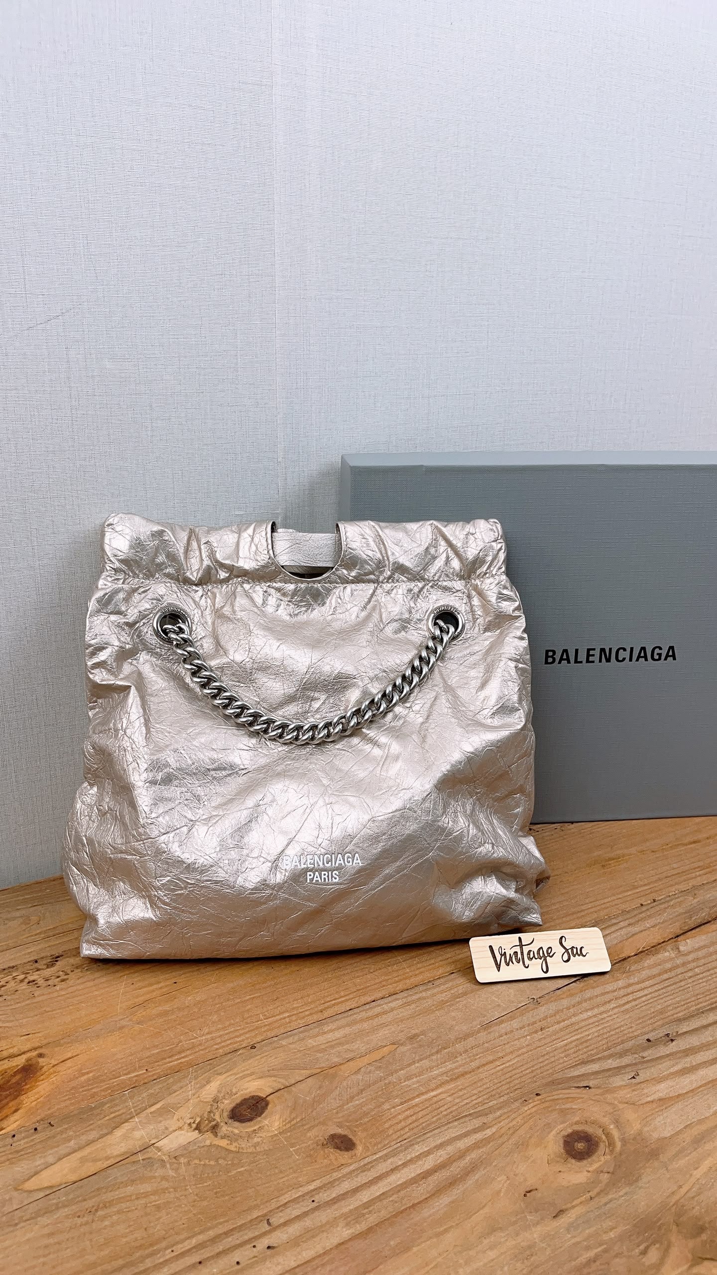 Balenciaga Metallic Light Gold Calfskin Small Trash Tote (SHW)