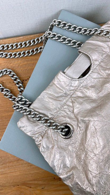 Balenciaga Metallic Light Gold Calfskin Small Trash Tote (SHW)
