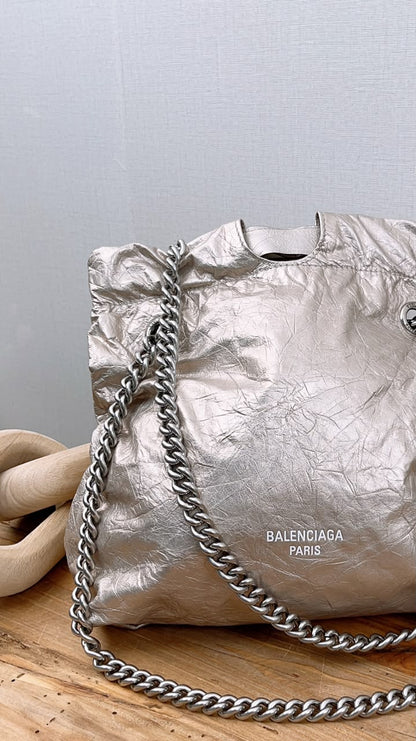 Balenciaga Metallic Light Gold Calfskin Small Trash Tote (SHW)