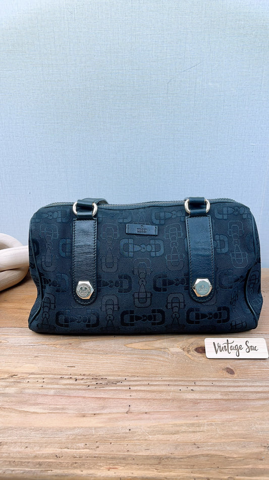 Gucci Black Canvas Channy Horsebit Boston