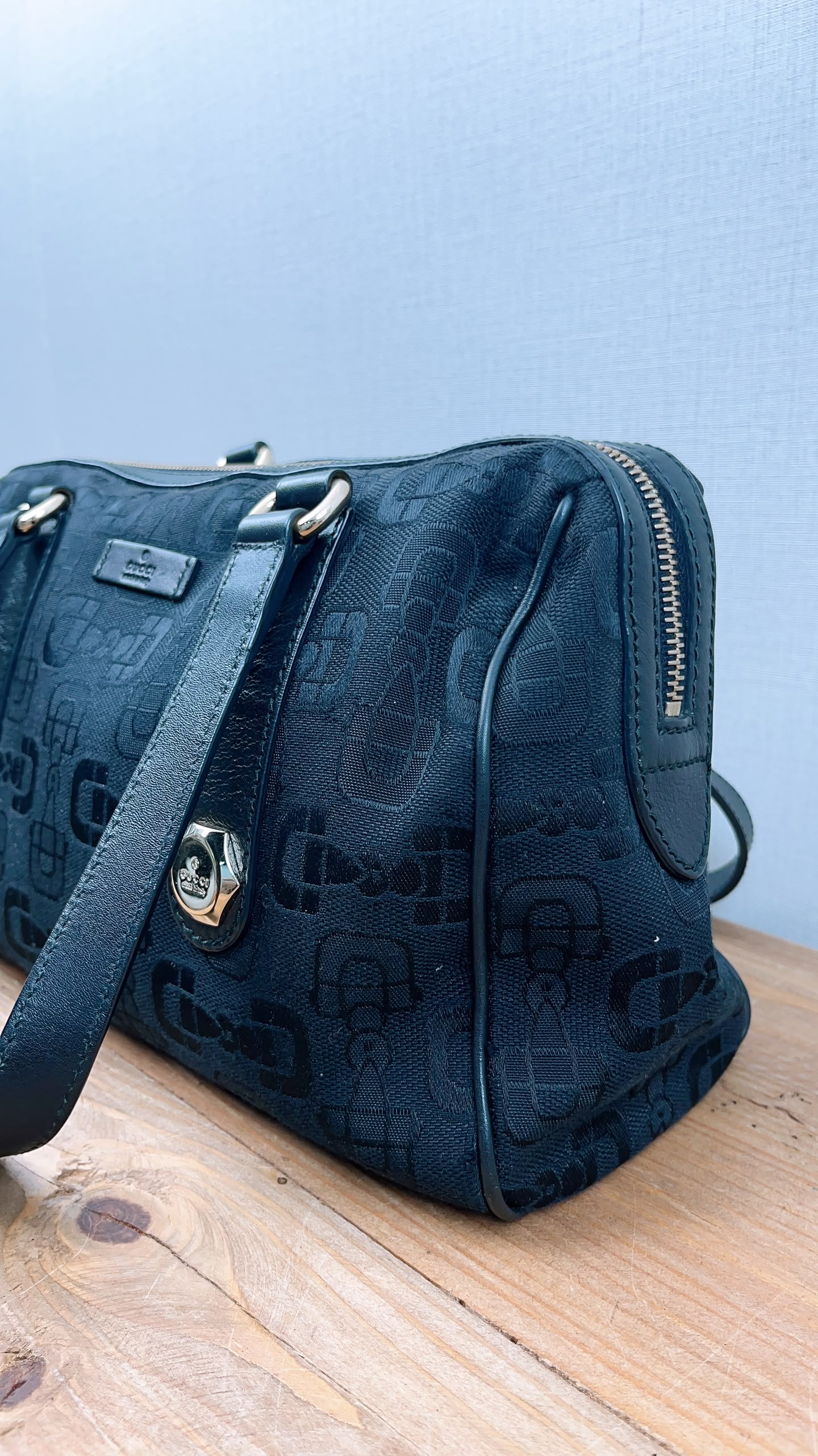 Gucci Black Canvas Channy Horsebit Boston