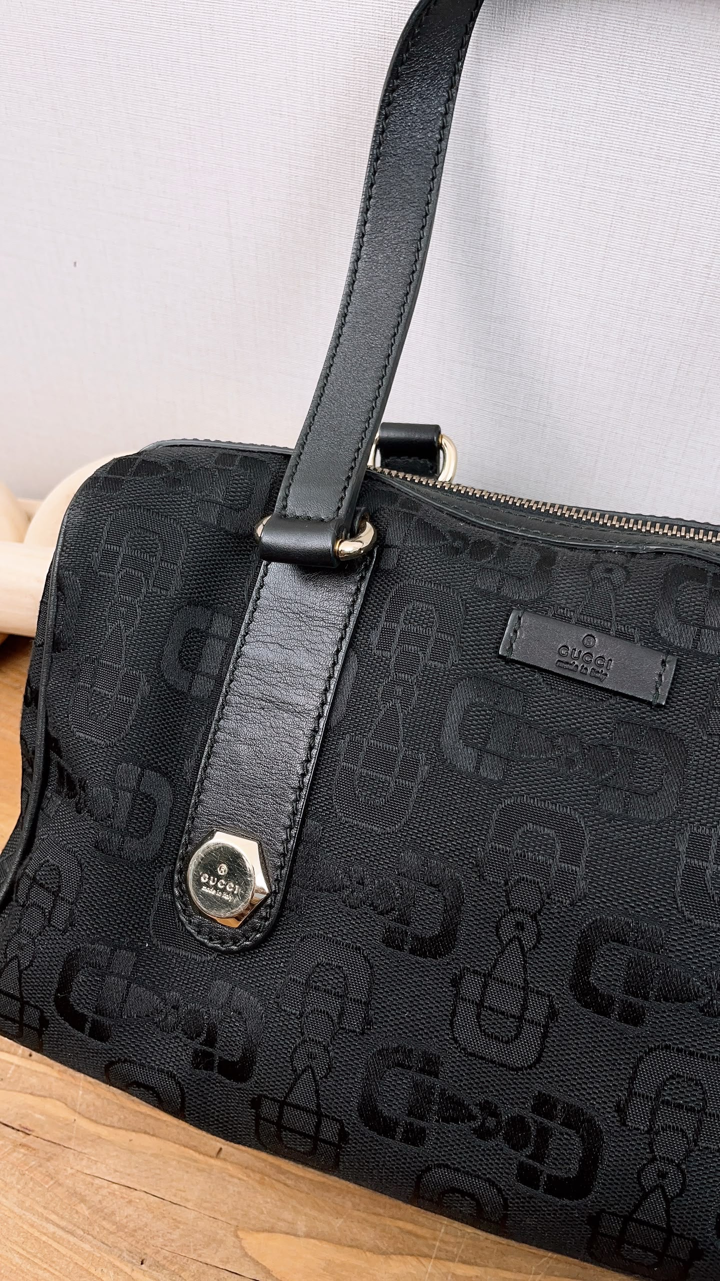 Gucci Black Canvas Channy Horsebit Boston