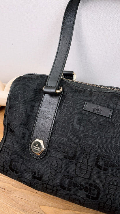 Gucci Black Canvas Channy Horsebit Boston