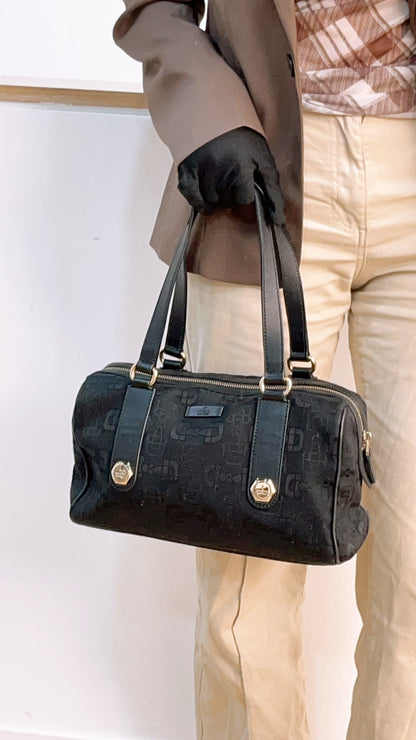 Gucci Black Canvas Channy Horsebit Boston