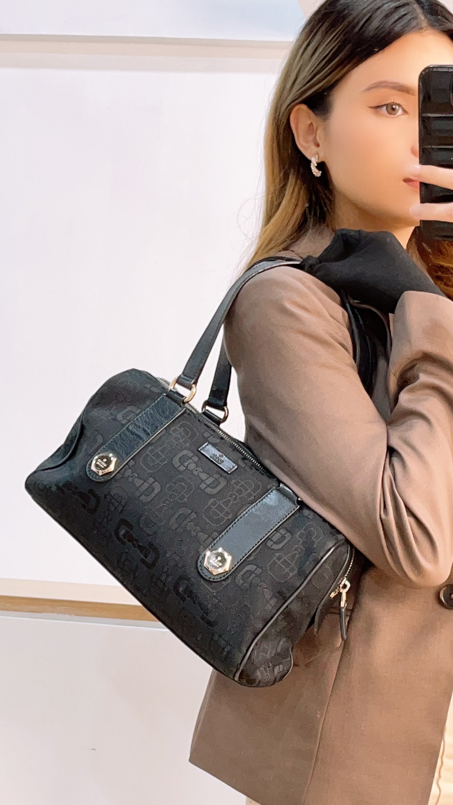Gucci Black Canvas Channy Horsebit Boston