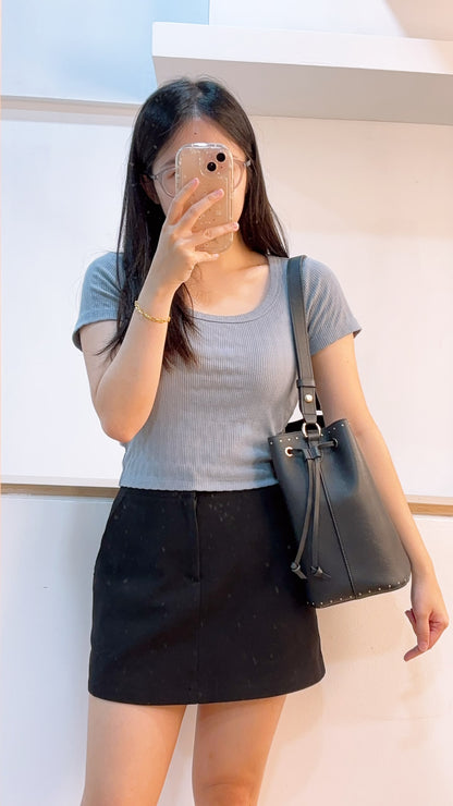 Black Calfskin Lockme Bucket Bag (SHW)