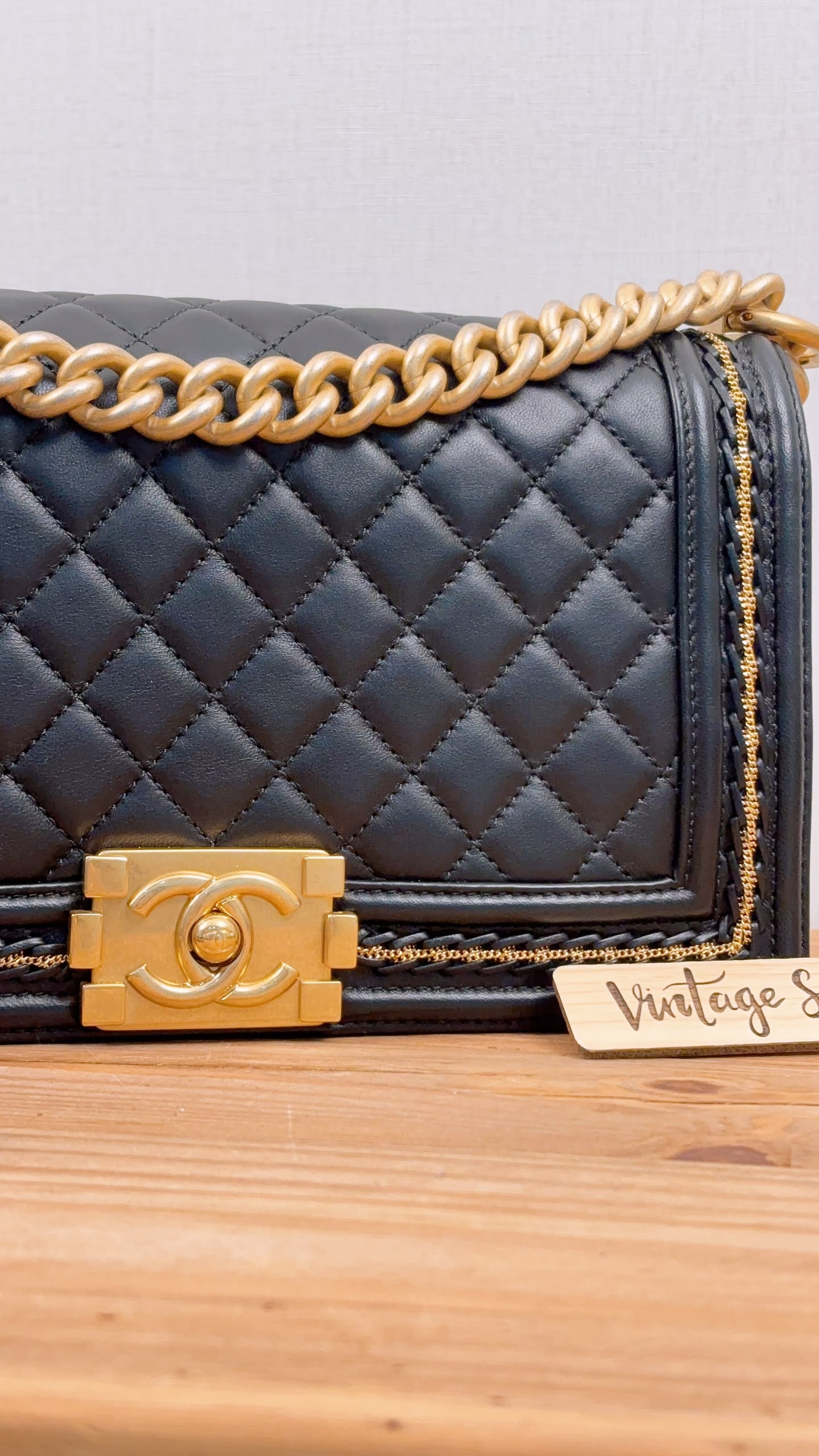 Chanel Black Lambskin Medium Boy Enchained (GHW)