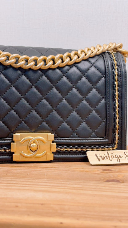 Chanel Black Lambskin Medium Boy Enchained (GHW)