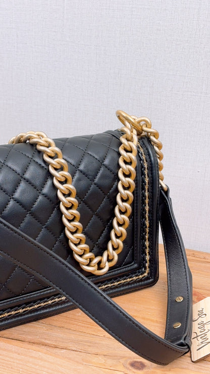 Chanel Black Lambskin Medium Boy Enchained (GHW)
