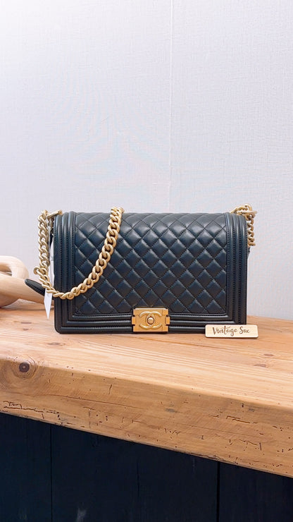 Chanel Black Lambskin New Medium Boy (GHW)