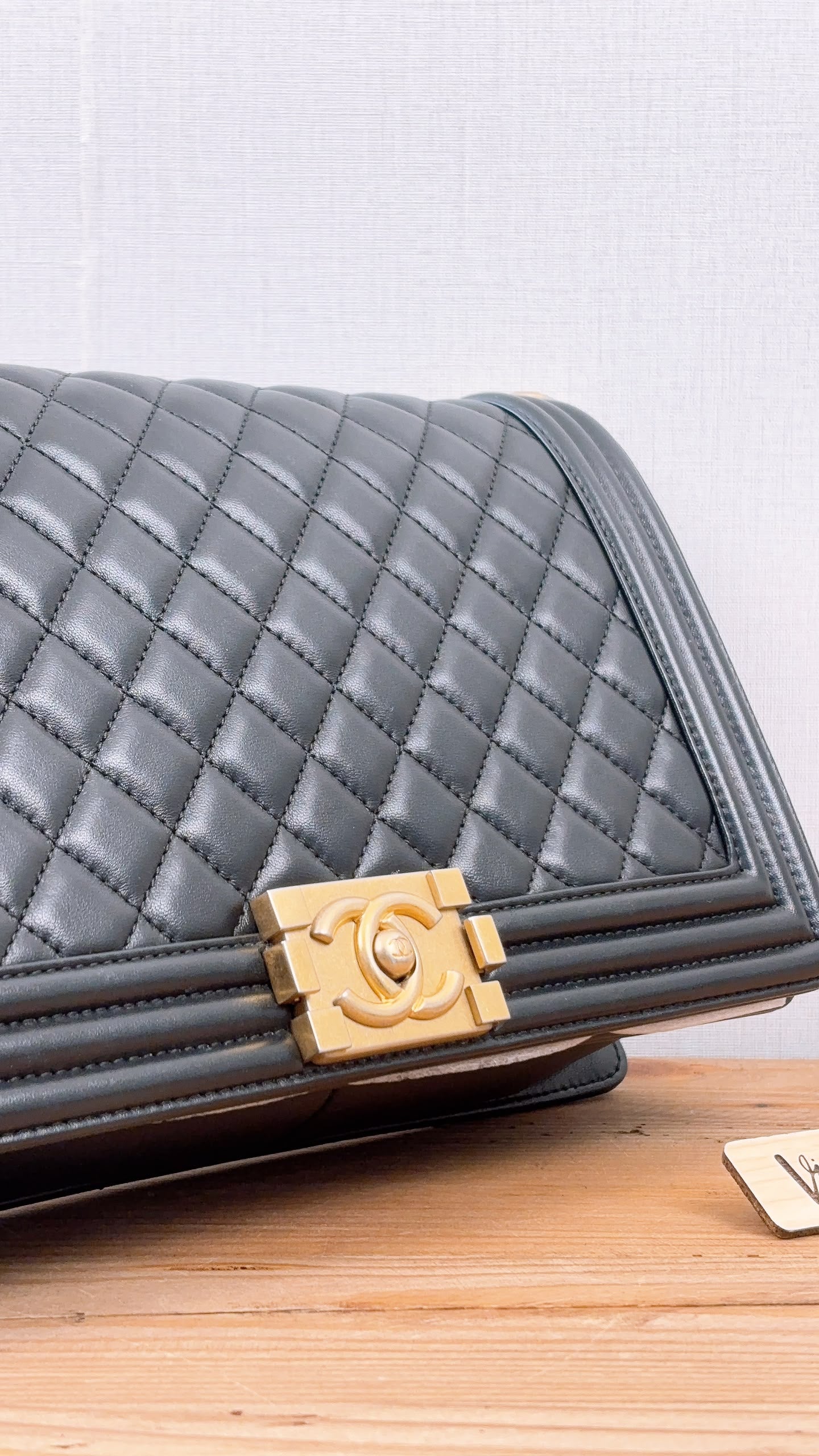 Chanel Black Lambskin New Medium Boy (GHW)