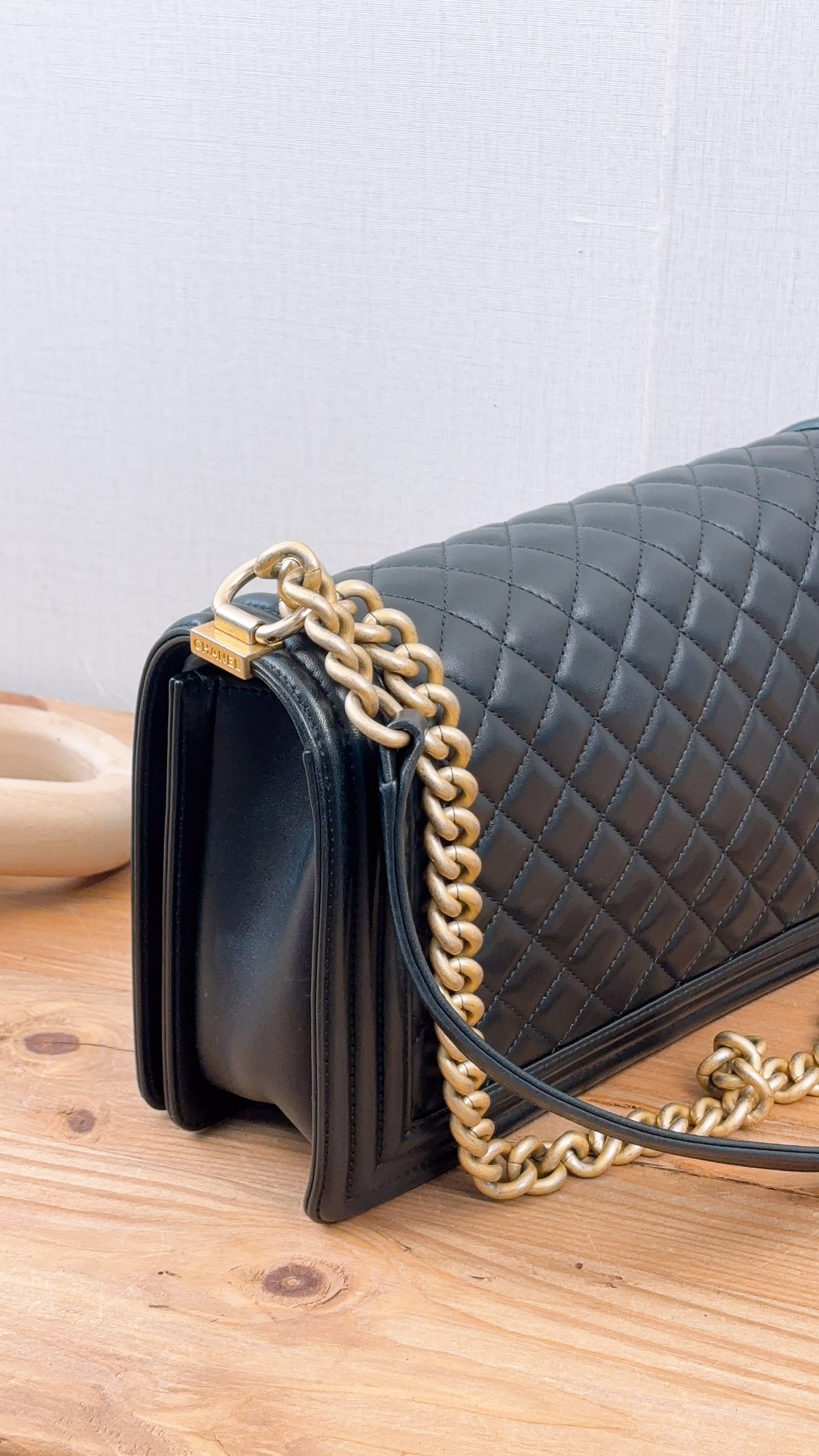 Chanel Black Lambskin New Medium Boy (GHW)