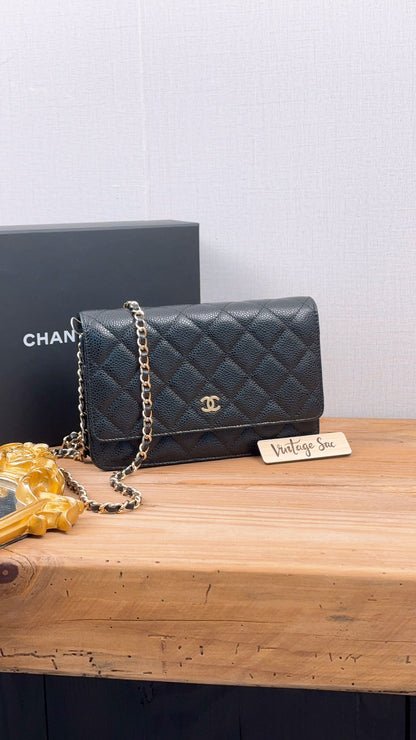 Chanel Black Caviar Classic WOC (GHW)