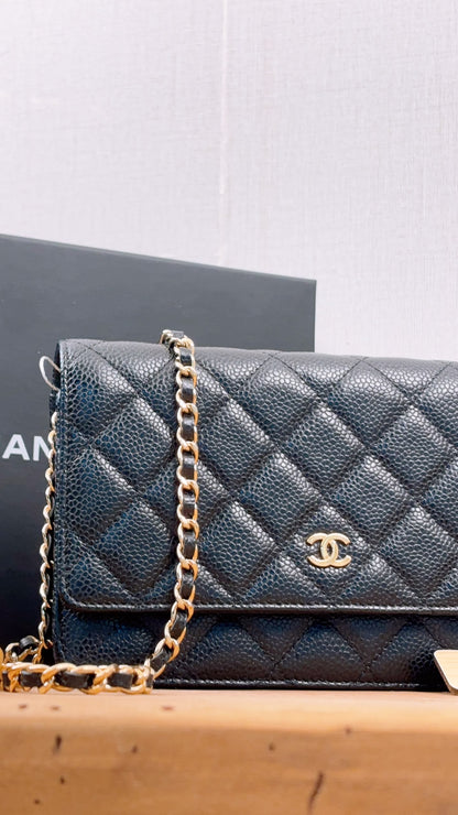 Chanel Black Caviar Classic WOC (GHW)