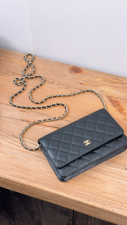 Chanel Black Caviar Classic WOC (GHW)
