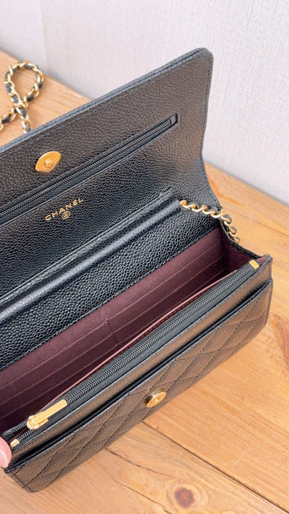 Chanel Black Caviar Classic WOC (GHW)